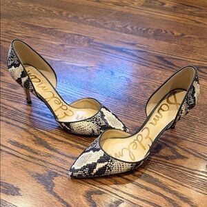 NWT sz 7 M  Sam Edelman $175 Telsa d'Orsay heels snakeskin - so versatile